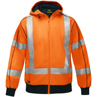 PIP Global Safety PC323M6988X-OR/3XL Coton ouat&eacute; doubl&eacute; de sherpa avec capuchon &agrave; fermeture &eacute;clair compl&egrave;te et X au dos Bisley, 3T-Grand, Orange haute visibilit&eacute;