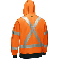 PIP Global Safety PC323M6988X-OR/3XL Coton ouat&eacute; doubl&eacute; de sherpa avec capuchon &agrave; fermeture &eacute;clair compl&egrave;te et X au dos Bisley, 3T-Grand, Orange haute visibilit&eacute;
