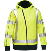 PIP Global Safety PC323W6819X-LY/3XL Coton ouat&eacute; doubl&eacute; de sherpa avec capuchon &agrave; fermeture &eacute;clair compl&egrave;te et X au dos Bisley pour femmes, 3T-Grand, Jaune lime haute visibilit&eacute;