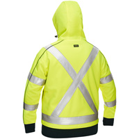 PIP Global Safety PC323W6819X-LY/3XL Coton ouat&eacute; doubl&eacute; de sherpa avec capuchon &agrave; fermeture &eacute;clair compl&egrave;te et X au dos Bisley pour femmes, 3T-Grand, Jaune lime haute visibilit&eacute;
