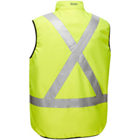 PIP Global Safety PC332M0330X-LY/2XL Bisley&reg; X-Back Reversible Puffer Vest, High Visibility Lime-Yellow, 2X-Large, Polyester