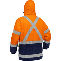 PIP Global Safety PC343M6450X-OR/S Manteau pour le froid extr&ecirc;me avec bas bleu marin et X au dos Bisley, Polyester, Orange haute visibilit&eacute;, Petit