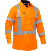 PIP Global Safety PC313M6490X-OR/5XL Bisley&reg; X-Back Long Sleeve Work Shirt with X-Airflow, Poly-Cotton, 5X-Large, High Visibility Orange