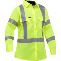 PIP Global Safety PC313W6490X-LY/XL Bisley&reg; X-Back Women's Long Sleeve Work Shirt with X-Airflow, Poly-Cotton, X-Large, High Visibility Lime-Yellow