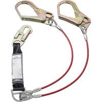 Peakworks V8108824 SA-55522-4 PVC-Coated Shock Absorbing Lanyard, 4', Form Hook Center, Snap Hook Leg Ends, Galvanized Steel