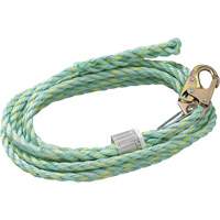 Peakworks V84014100 VL-1125-100 Vertical Lifeline Rope with Anchor End Snap Hook & Trailing End Back Splice, Copolymer