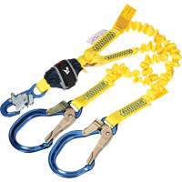 3M DBI Sala Fall Protection 1246588C Twin-Leg Stretch Web Shock-Absorbing Lanyard, 6', Rebar Hook Center, Snap Hook Leg Ends