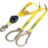 3M DBI Sala Fall Protection 1246598C Twin-Leg Tie-Back Web Shock-Absorbing Lanyard, 4', Rebar Hook Center, Snap Hook Leg Ends, Polyester