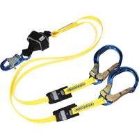 3M DBI Sala Fall Protection 1246600C Twin-Leg Arc Flash Coated Web Shock-Absorbing Lanyard, 6', Rebar Hook Center, Snap Hook Leg Ends