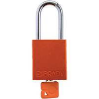 Brady 176150 Velocity Plus Safety Lockout Padlock, Orange, Keyed Alike, Aluminum, 1-1/2" Width