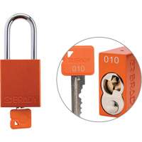 Brady 176150 Velocity Plus Safety Lockout Padlock, Orange, Keyed Alike, Aluminum, 1-1/2" Width