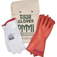  SHL487 Ensemble de gants isolants en caoutchouc pour l'&eacute;lectricit&eacute;, ASTM classe 0, Taille 8, 11" lo