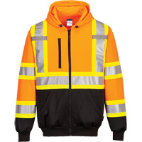 IFR Workwear CA170OR-S Contrast-Striped Safety Hoodie, Small, Black/High Visibility Orange