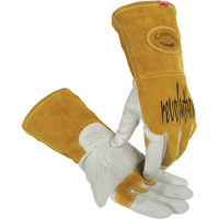 PIP Global Safety GP1868/L Caiman&reg; Premium TIG/MIG Welder's Gloves with FR Insulated Split Cowhide Back, Grain Goatskin, Size Large