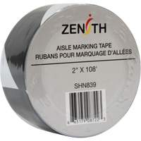 Zenith Safety Products SHN839 Aisle Marking Tape, 2" x 108', PVC, Black and White