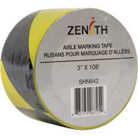 Produits de sécurité Zenith SHN842 Aisle Marking Tape, 3" x 108', PVC, Noir et jaune
