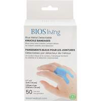 BIOS FA-105 Bandages bleus, Jointures, 3", Tissu d&eacute;tectable, St&eacute;rile