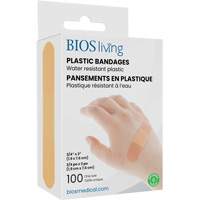 BIOS FA-120 Water-Resistant Bandages, Rectangular/Square, 3", Plastic, Sterile