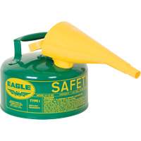 Eagle Mfg. UI10FSG Bidon de s&eacute;curit&eacute; pour les combustibles avec entonnoir, Type I, Acier galvanis&eacute;, 1 gal. US, Vert, Homologu&eacute; FM/List&eacute; UL/ULC