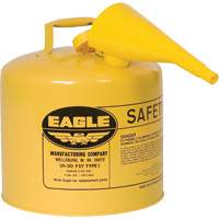 Eagle Mfg. UI50FSY Safety Can for Diesel with Funnel, Type I, Galvanized Steel, 5 US gal., Yellow, FM Approved/UL/ULC Listed
