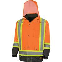 Pioneer V1120250-L 5056 Pioneer&reg; Yukon 7-in-1 Waterproof Winter Safety Parka, Polyester, Black/High Visibility Orange, Large