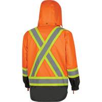Pioneer V1120250-L 5056 Pioneer&reg; Yukon 7-in-1 Waterproof Winter Safety Parka, Polyester, Black/High Visibility Orange, Large