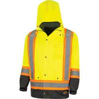 Pioneer V1120260-5XL 5057 Pioneer&reg; Yukon 7-in-1 Waterproof Winter Safety Parka, Polyester, Black/High Visibility Lime-Yellow, 5X-Large