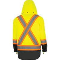 Pioneer V1120260-5XL 5057 Pioneer&reg; Yukon 7-in-1 Waterproof Winter Safety Parka, Polyester, Black/High Visibility Lime-Yellow, 5X-Large