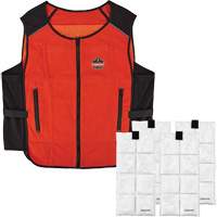 Ergodyne 12009 Chill-Its 6260 Lightweight Phase Change Cooling Vest with Rechargeable Packs, Small/Medium, Orange