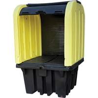 Enpac 4070-YE Palette anti-d&eacute;versement jaune &agrave; couvercle rigide roulant, 65" lo x 65" la x 101" h, Capacit&eacute; de charge 5000 lb