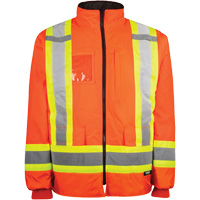 Barry & Boulerice 116501ORL Manteau haute visibilit&eacute; 7-en-1, Polyester, Orange haute visibilit&eacute;, Grand