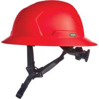 MSA 10250587 V-Gard H2&reg; Full Brim Safety Helmet, Ratchet Suspension, Vented