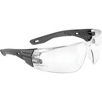 Bollé Safety RUSPMN13E RUSH+ 2.0 M/L Safety Glasses with Black & Grey Frame, Clear Lens, Anti-Fog/Anti-Scratch/Hydrophobic HD, ANSI Z87+