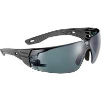 Bollé Safety RUSPMN20E RUSH+ 2.0 M/L Safety Glasses with Black & Grey Frame, Smoke Lens, Anti-Fog/Anti-Scratch, ANSI Z87+