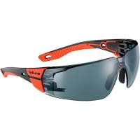 Bollé Safety RUSPMN21E Lunettes de s&eacute;curit&eacute; RUSH+ 2.0 avec monture noire et rouge, M/G, Lentille Fum&eacute;e, Antibu&eacute;e/Anti-&eacute;gratignures, ANSI Z87+