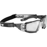 Bollé Safety RUSXMN10E Lunettes de s&eacute;curit&eacute; RUSH+ 2.0 XP avec monture noire et grise, M/G, Lentille Transparent, Antibu&eacute;e/Anti-&eacute;gratignures, ANSI Z87+