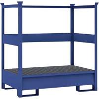 Denios K17-3202 2-Drum Blue Transport Spill Containment Pallet with Side Rails, 66 US gal. Spill Capacity, 55" x 34" x 58"