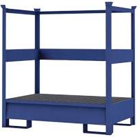 Denios K17-3202 2-Drum Blue Transport Spill Containment Pallet with Side Rails, 66 US gal. Spill Capacity, 55" x 34" x 58"