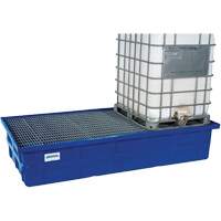 Denios K22-0450 Palette de r&eacute;tention bleue en poly&eacute;thyl&egrave;ne pour 2 GRV, avec caillebotis galvanis&eacute;