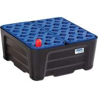 Denios K32-1922 Black & Blue Spill Containment Tray with Grate, 15.8" L x 15.8" W x 7.1" H, 5.3 US gal. Spill Capacity