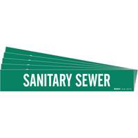 Brady 7250-1HV-PK "Sanitary Sewer" Pipe Marker, Self-Adhesive, 4" H x 24" W, White on Green