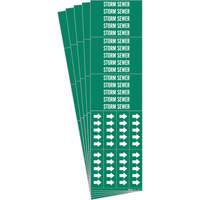 Brady 7274-3C-PK Marqueurs de tuyau Storm Sewer, Autocollant, 2-1/4" h x 2-3/4" la, Blanc/vert