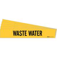 Brady 7302-1-PK "Waste Water" Pipe Marker, Self-Adhesive, 2-1/4" H x 14" W, Black on Yellow