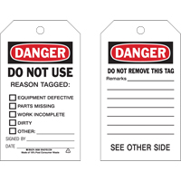 Brady 86588 &eacute;tiquettes de s&eacute;curit&eacute;, Plastique, 4" la x 7" h, Anglais