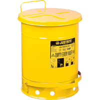 Justrite 09301 Contenants pour d&eacute;chets huileux, Homologu&eacute; FM/List&eacute; UL, 10 gal. US, Jaune