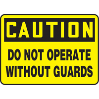 Accuform NMC MEQC720VA Enseigne  Do Not Operate Without Guards , 7" x 10", Aluminium, Anglais