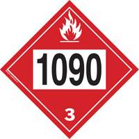 Brady 09095R 1090 1090 Acetone Flammable Liquid TDG Placard, Plastic