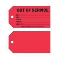 "Out of Service" Production Tag, Paper, 5-3/4" W x 3" H, English  SX369 | TENAQUIP