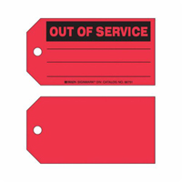 Brady 86751 "Out Of Service" Production Tags, Paper, 5-3/4" W x 3" H, English