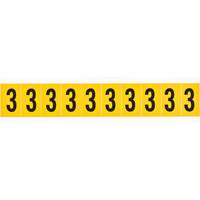Brady 1530-3 &eacute;tiquettes de lettres et chiffres individuels, 3, 1" h, Noir sur jaune